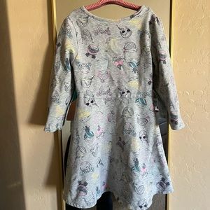 Baby Gap Girls Printed Gray Cotton Blend Longsleeve Skater Dress Size 5T